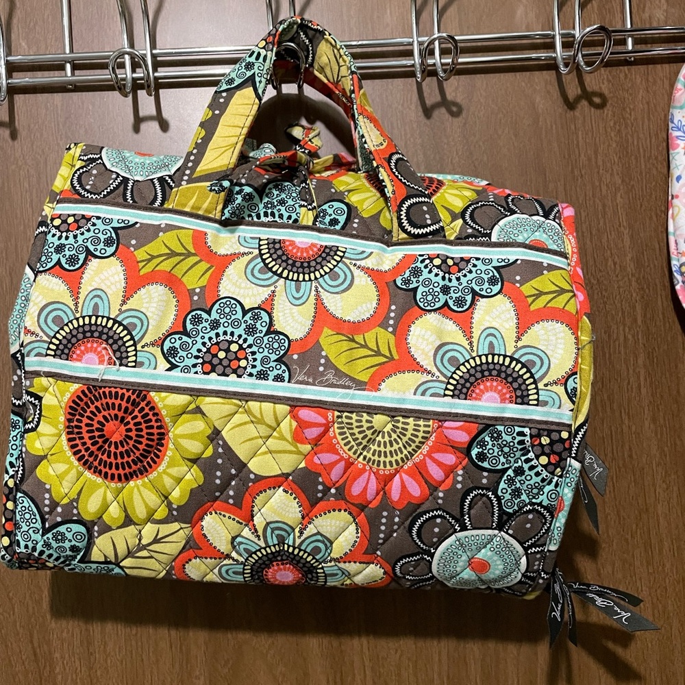 Vera Bradley cosmetic travel hanging bag.